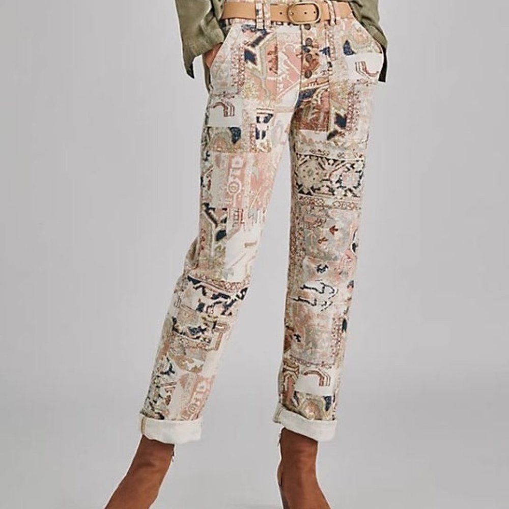 Anthropologie Wanderer pants 25 0 2 button up like new Tile print